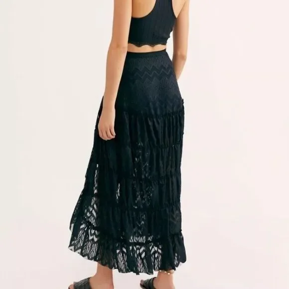 New Free People Dreamy Days Tiered Ruffle Skirt - Picture 3 of 3